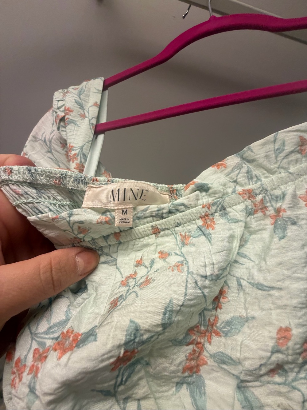 mine Mint Floral Puff-Sleeve Tiered Mini Dress - Picture 2 of 5